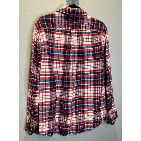 Lands' End Red Blue Plaid Button Up Shirt Men's Size Large L - Picture 3 of 6